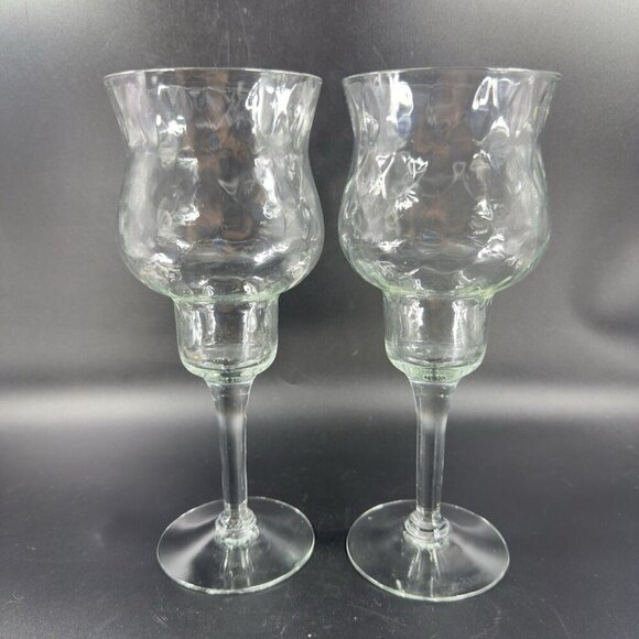 Vintage Venetian Clear Optic Tall Course Candle Holder Hurricane Votive Italy 2 - Picture 12 of 12